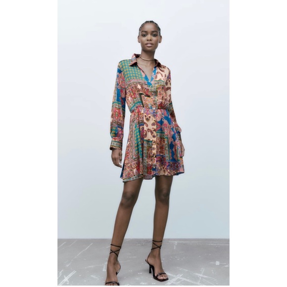 ZARA PATCHWORK PRINT DRESS - Picture 3 of 5